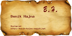 Benik Hajna névjegykártya